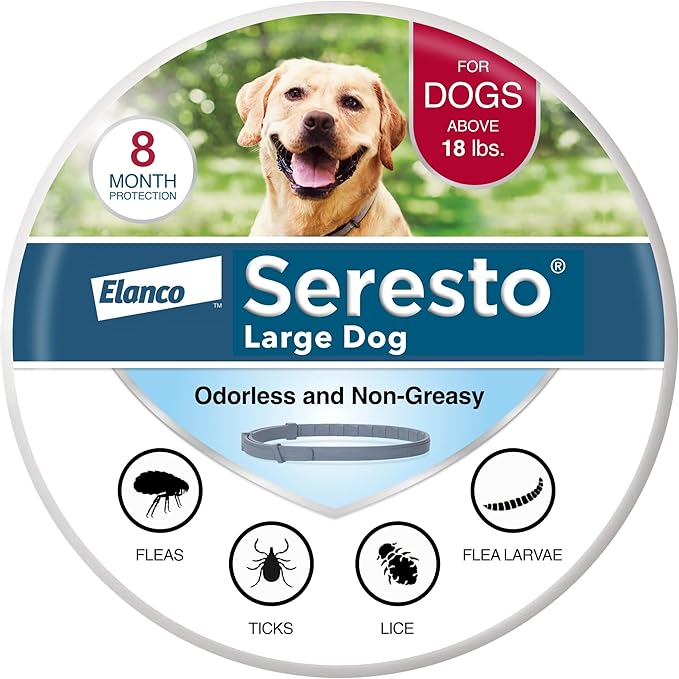 Seresto Flea & Tick Collar For Dogs Over 18 lbs., Treatment & Prevention, Vet-Recommend, 8 Month Protection